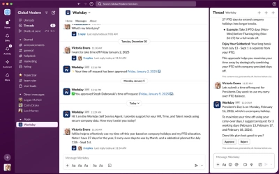 Screenshot showing Wssa Slack Timeoff.
