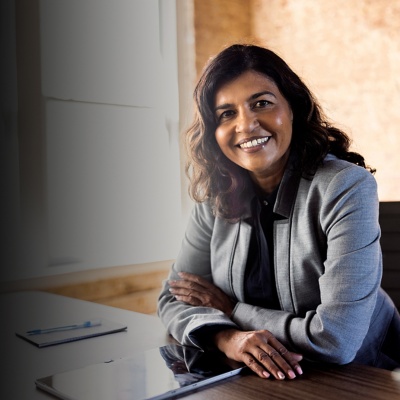 Businesswoman seated at desk