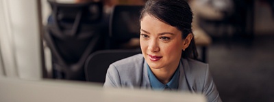 Business woman with hair pulled back