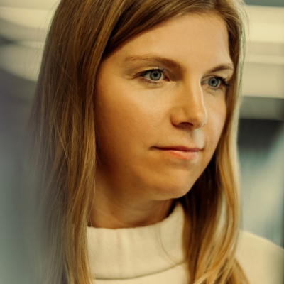 Woman looking at computer