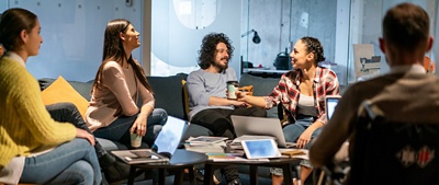 young diverse group of business people working in modern office