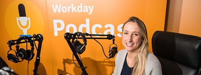 Danielle Sullivan in the Workday podcast studio